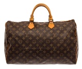 Louis Vuitton Brown Monogram Canvas Leather Speedy 40 Satchel Bag