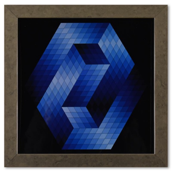 Gestalt - Bleu de la serie Hommage A L'Hexagone by Vasarely (1908-1997)