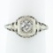 Antique Art Deco Petite 18k Gold European Diamond Filigree Floral Promise Ring