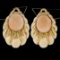 Large 14K Yellow Gold Oval Angel Skin Coral Fluted Grooved Ribbed Omega Earrings