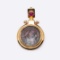 18K Yellow Gold Ruby & Ancient Roman Copper Coin Pendant