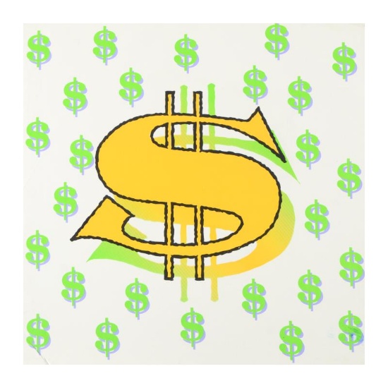 Dollar Sign (White) by Steve Kaufman (1960-2010)