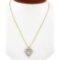 Vintage 14k TT Gold .22 ctw Pave Diamond Dual Layer Open Heart Pendant & 16