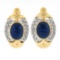 Large 18k Gold 18+ct GIA Oval Cabochon Sapphire Diamond Statement Cuff Earrings