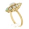 Vintage 14K Gold Oval Cabochon Opal Solitaire & Halo Navette Marquise Shape Ring
