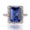 3.38 ctw Tanzanite and 0.67 ctw Diamond 18K White Gold Ring