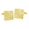 Men's Solid 14k Yellow Gold Nugget Textured Polished Finish Square Cuff Links