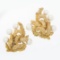 Vintage 14K Gold Cultured Pearl Textured Overlap Knot Clip On Statement Earrings