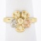 18k Multi Tone Gold Detailed Polished Finish Multicolor Buttercup Flower Ring