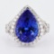 8.71 ctw Tanzanite and 1.10 ctw Diamond Platinum Ring