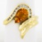 18k Yellow Gold 1.98 ctw Pear Cut Citrine & Channel Diamond Grooved Bypass Ring
