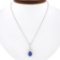 NEW 14k White Gold 2.62 ctw Oval Tanzanite & Diamond Halo Pendant w/ 18