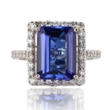 3.38 ctw Tanzanite and 0.67 ctw Diamond 18K White Gold Ring