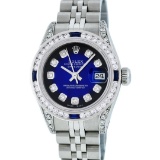 Rolex Ladies Quickset Stainless Steel Blue Vignette Diamond Lugs Sapphire Dateju