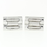Men's Designer L&M 14k White Gold Fancy Oyster Bracelet Link Swivel Cufflinks