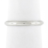 Classic 14k White Gold 2.2mm Domed Polished w/ Milgrain Stack Wedding Band Ring