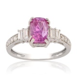 2.31 ctw Pink Sapphire and 0.46 ctw Diamond 14K White Gold Ring