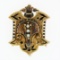 Antique Victorian Etched 18k Yellow Gold Black Enamel & Seed Pearl Brooch Pin