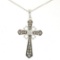 14k White Gold .70 ctw Fancy Brown Diamonds on Black Cross Pendant w/ 18