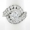 Vintage Platinum 4.58 ctw GIA Round & Pear Cut Diamond Domed Swirl Cocktail Ring