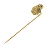 Antique Victorian 18K & 14k Gold Diamond Detailed 3D Lion Panther Head Stick Pin