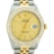 Rolex Mens 2 Tone 2.5CTW 18K Yellow Gold Diamond Bezel Champagne Jubilee Dial 36