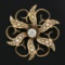 Antique Victorian 14k Gold 0.25 ctw Diamond & Seed Pearl Flower Pin Brooch Penda