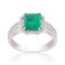 1.59 ctw Emerald and 0.39 ctw Diamond Platinum Ring