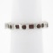 Estate 18k White Gold 1.42 ctw Round & Square Ruby Bezel Station Stack Band Ring