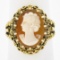 Vintage 14k Gold Oval Carved Shell Cameo w/ Twisted Wire Frame Cocktail Ring