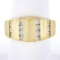 Unisex 14K Gold 0.60 ctw Round Diamond Grooved Channel Brushed Wide Band Ring