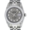 Rolex Mens Stainless Steel Slate Grey Lugs And Diamond Bezel Datejust Wristwatch
