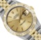 Rolex Mens Two Tone Champagne Index Dial 18K Yellow Gold Pyramid Diamond Bezel W