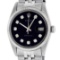 Rolex Mens 36MM Stainless Black Diamond Datejust Wristwatch
