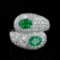 1.97 ctw Emerald and 3.81 ctw Diamond Platinum Ring