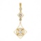 Antique 14K Gold 0.12 ctw Round Diamond Open Target Drop Dangle Lavalier Pendant