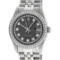Rolex Mens Stainless Steel Black String Diamond 36MM Datejust Wristwatch