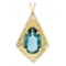 Large 14k Yellow Gold Tear Drop London Blue Topaz & Round Diamond Kite Pendant