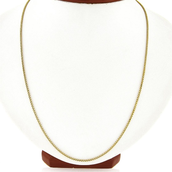 NEW 14K Yellow Gold 24" Long 1.6mm Rounded Beveled Box Link Chain Necklace