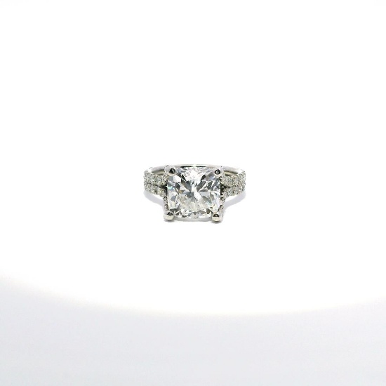 5.02 ct. EGL USA Diamond Wedding Engagement Ring - 14KT White Gold