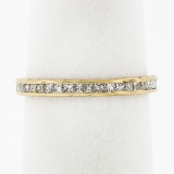 Vintage 18k Gold 0.85 ctw Channel Princess Cut Diamond Eternity Wedding Band Rin