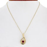 18K Yellow Gold .55 ctw Trillion Cut Tourmaline Solitaire Open Pendant & 16