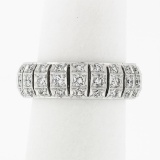 Vintage Platinum 1.30 ctw Diamond Domed Open Work & Milgrain Eternity Band Ring