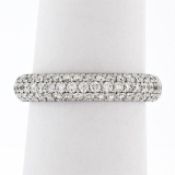 Javda 14K White Gold 2.50 ctw Diamond 4.15mm Domed 3 Row Eternity Band Ring Sz 7