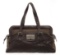 Chanel Brown Leather Green Canvas Large wild Stitch Bag