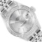 Rolex Ladies Stainless Steel Silver Index Dial 18K White Gold Diamond Bezel Date