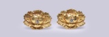Pair of 18K Yellow Gold & Diamond Chrysanthemum Earrings by R.L. Kay