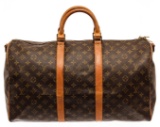 Louis Vuitton Brown Monogram Canvas Keepall Bandouliere 50 Travel Bag