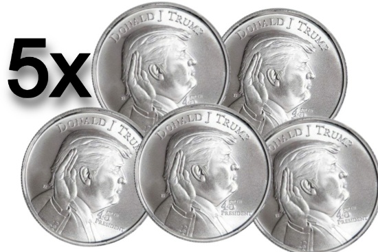 Donald Trump 45th President Fine Silver Coin BUNDLE (5)