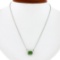 NEW Plat. 18k Gold GIA Cushion Tsavorite Solitaire Diamond Halo Pendant Necklace